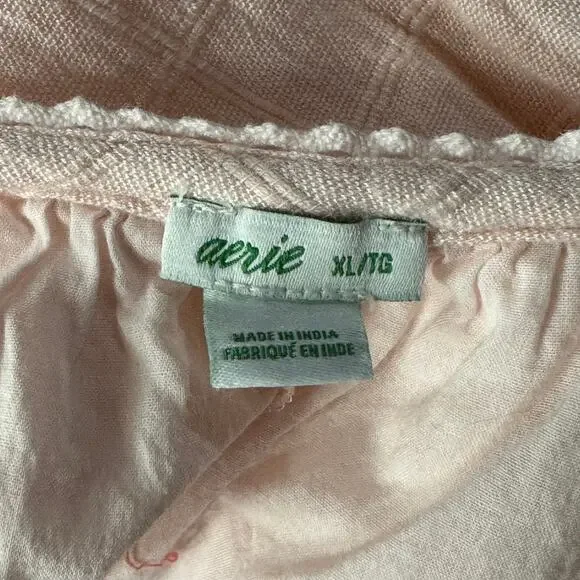 Aerie X-Large Maxi Dress V-Neck Lined Adjustable Spaghetti Straps Textured Pink - Picture 9 of 11